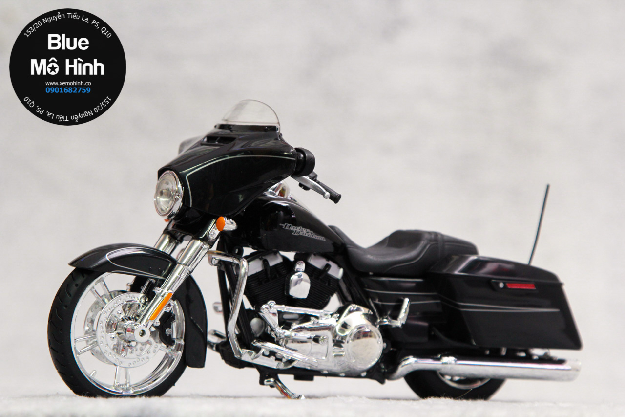 Xe mô hình mô tô Harley Davidson Street Glide Maisto 1:12 - Blue Mô Hình