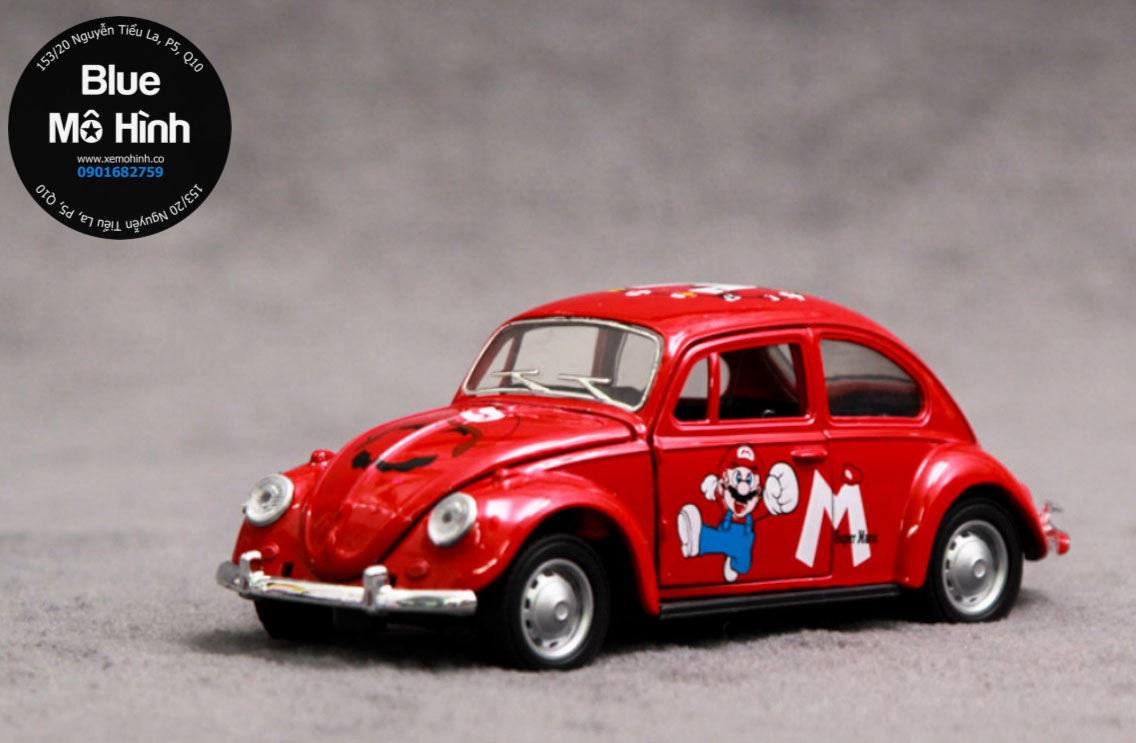 Xe mô hình Con Bọ Volkswagen Beetle nấm Mario tỷ lệ 1:36 - Blue Mô Hình